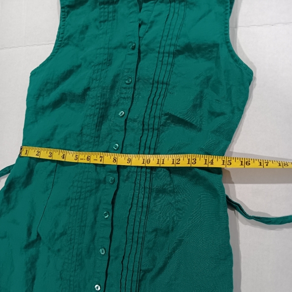 L.L. Bean Women's (Size 4P) Dark Green Button Sleeveless Dress with Ties - Picture 10 of 11